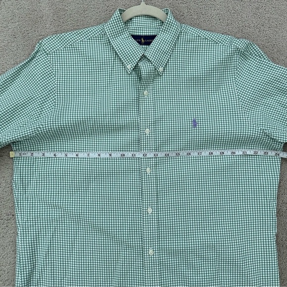 Ralph Lauren Oversized Green & White Checkered Gingham Oxford Shirt Purple Polo - Picture 10 of 16
